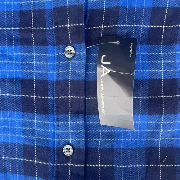 NWT John Ashford Mens Blue Flannel Long Sleeve Button Down Shirt. Size XL - Picture 7 of 9